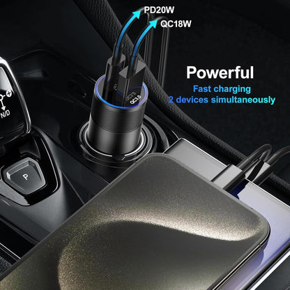 Cargador de Coche Dual USB y USB-C - Carga Rápida y Compacta